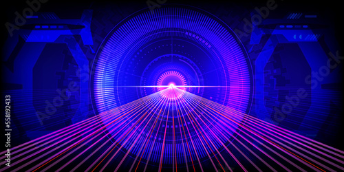 Hi-technology with laser beam for futuristic concept, hi-tech digital background.