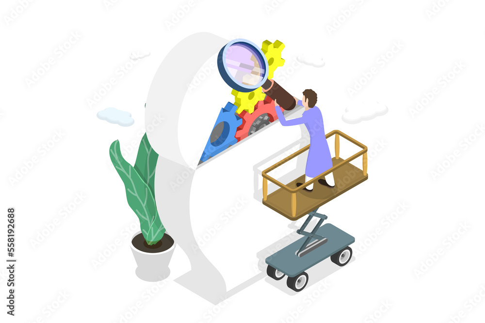 3D Isometric Flat Conceptual Illustration of Open Mind Psychotherapy 3D Isometric Flat Conceptual Illustration of Open Mind Psychotherapy