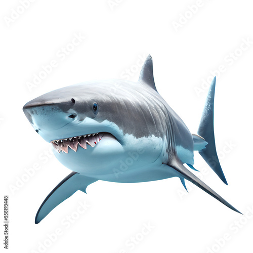 shark isolated on white AI generative