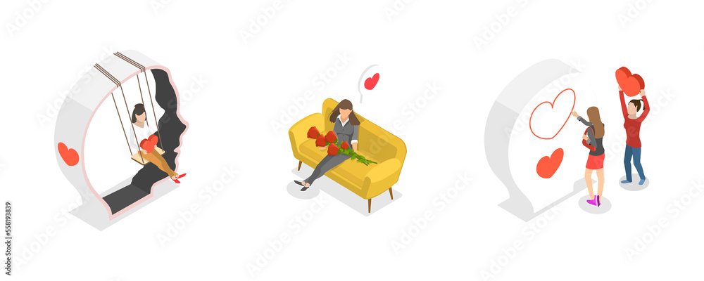 3D Isometric Flat Conceptual Illustration of Mental Health 3D Isometric Flat Conceptual Illustration of Mental Health