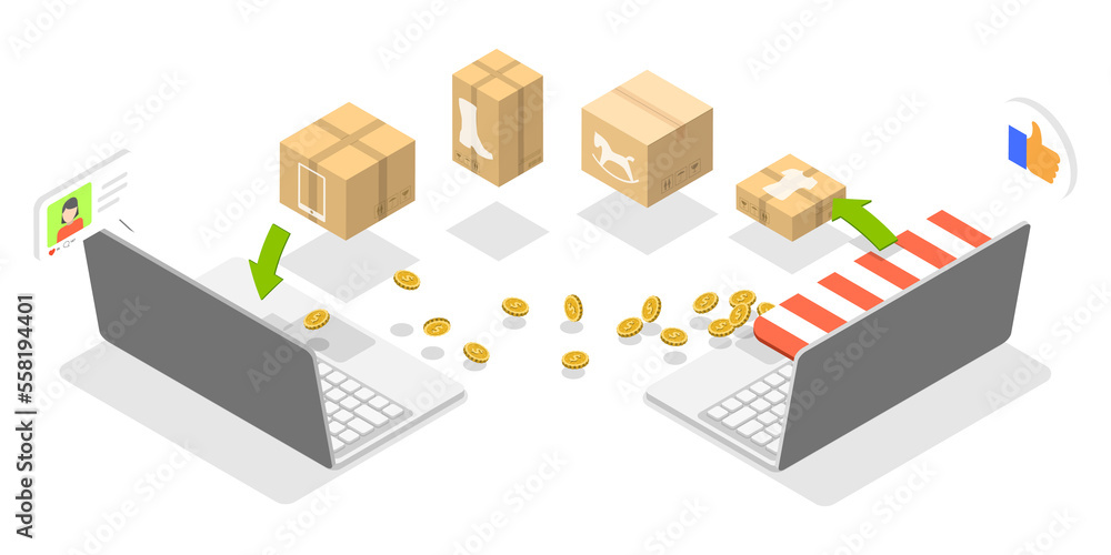3D Isometric Flat Conceptual Illustration of Exchange And Return 3D Isometric Flat Conceptual Illustration of Exchange And Return