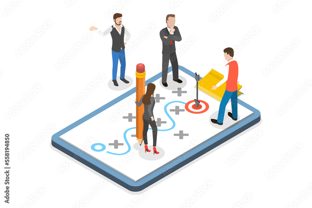3D Isometric Flat Conceptual Illustration of Strategic Planning 3D Isometric Flat Conceptual Illustration of Strategic Planning