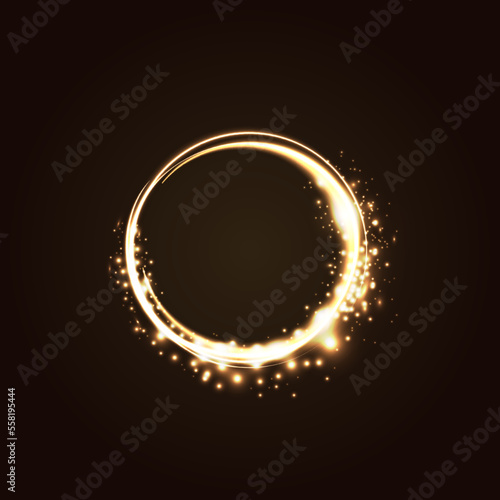 Luminous circle, glitter ring. Beautiful eye-catching round frame vector
