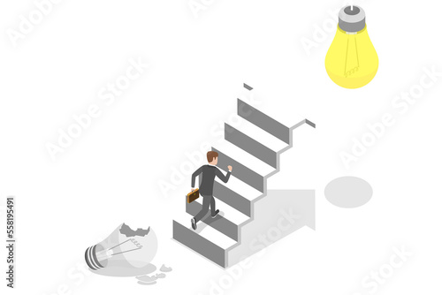 3D Isometric Flat Conceptual Illustration of Business Transition