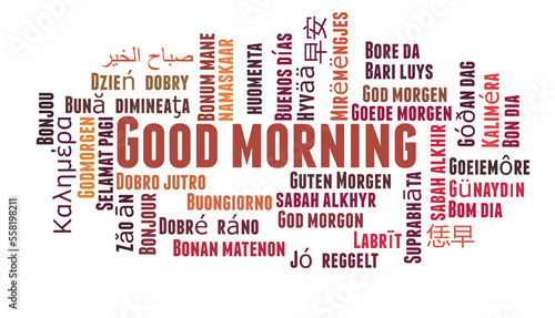 Good morning in different languages word cloud concept