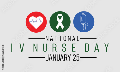 National iv Nurse day . January 25.Poster, banner, card, background. Eps 10.white and yellow background .