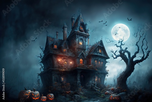 Halloween haunted house with ghosts and goblins © Rarity Asset Club
