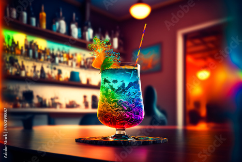  cocktails drinks on the bar .  Image created with Generative AI technology.