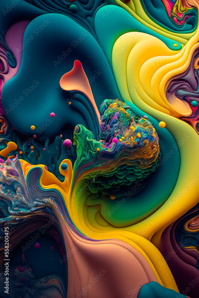 Colored paint splashes  background.  Image created with Generative AI technology.