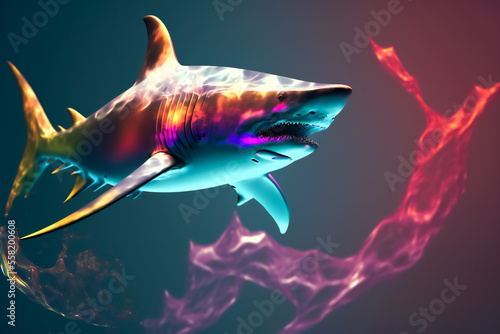 Creative abstract Dangerous Shark. Image created with Generative AI technology.