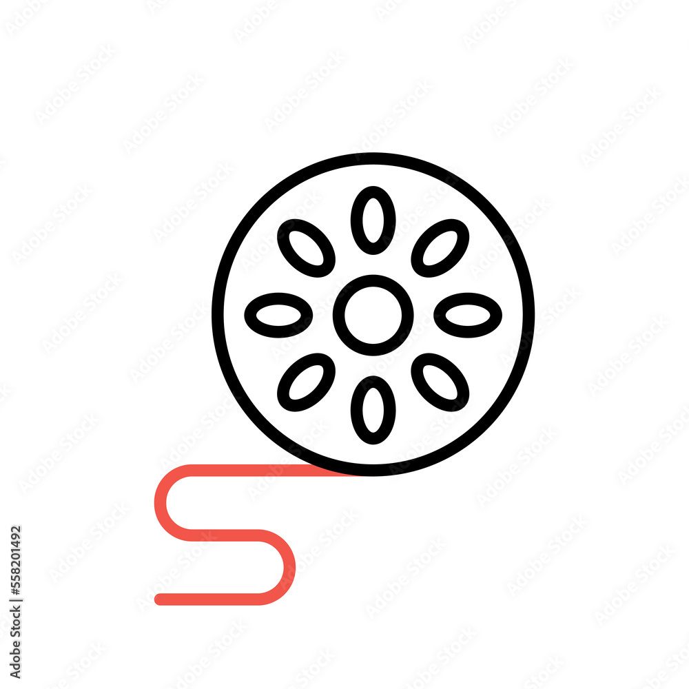 Outline new cinema reel vector icon for web design isolated on white background