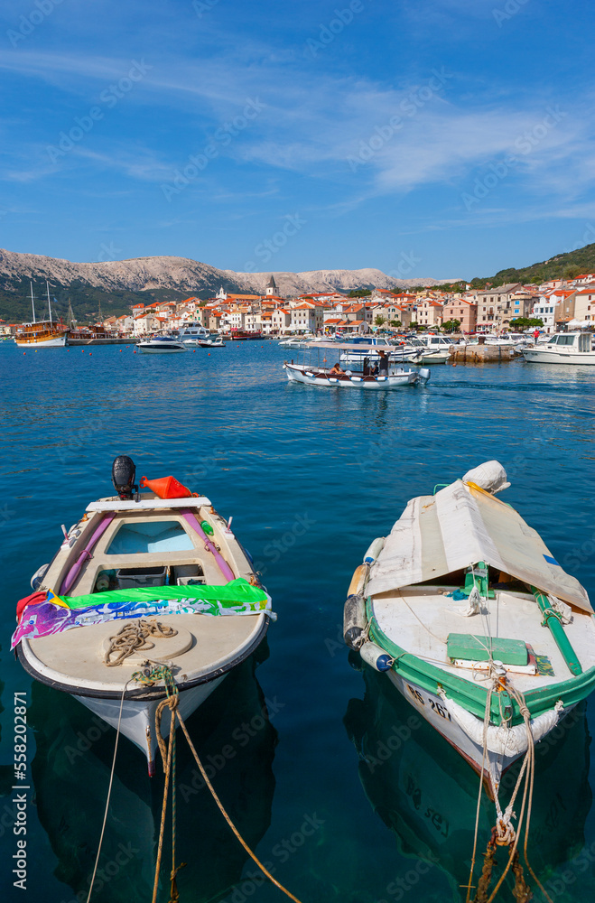 Obraz premium fishing boot in the harbor,baska,island krk,croatia, 