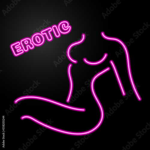 female body neon sign, modern glowing banner design, colorful modern design trends on black background. Vector illustration.