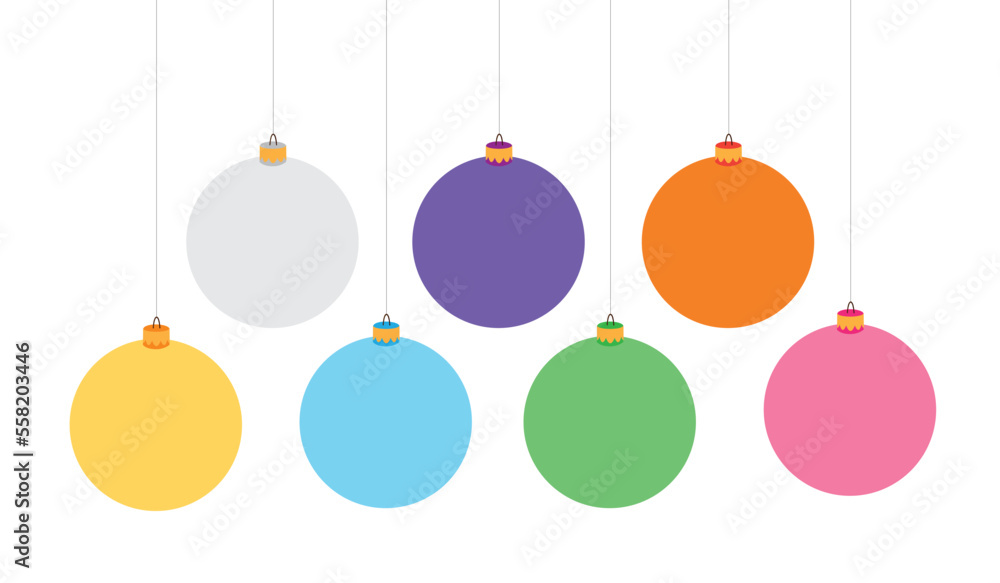 Collection of shiny colorful christmas baubles hanging on strings isolated on transparent background Collection of shiny colorful christmas baubles hanging on strings isolated on transparent background