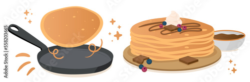 Crêpes - Illustrations autour de la fête de la Chandeleur - Crêpes et garnitures