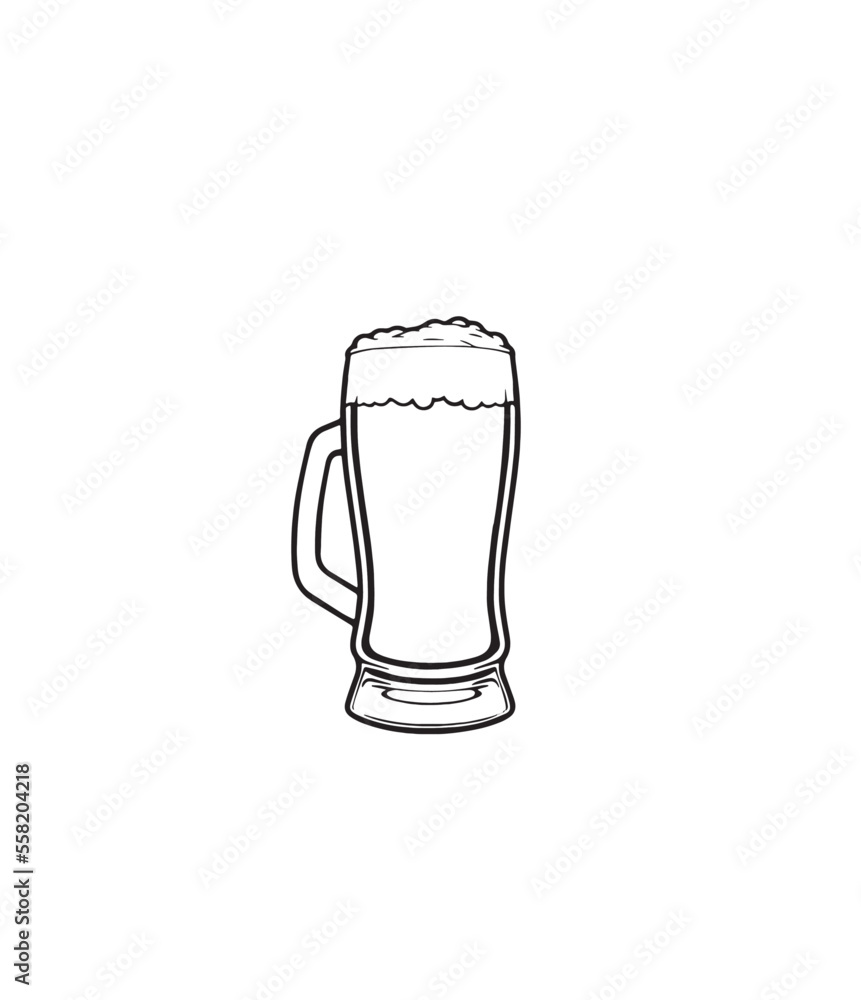 Mug with beer on a white background. Vector illustration of mug with beer and foam Mug with beer on a white background. Vector illustration of mug with beer and foam
