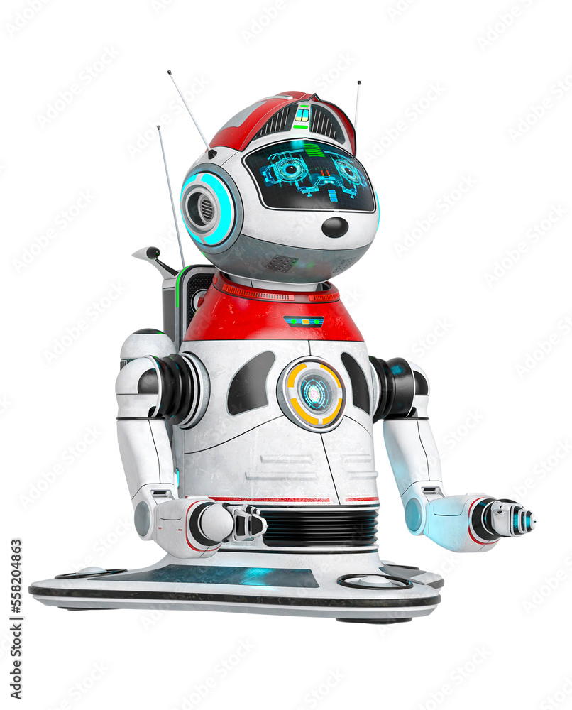 bot robot is floating on side view bot robot is floating on side view