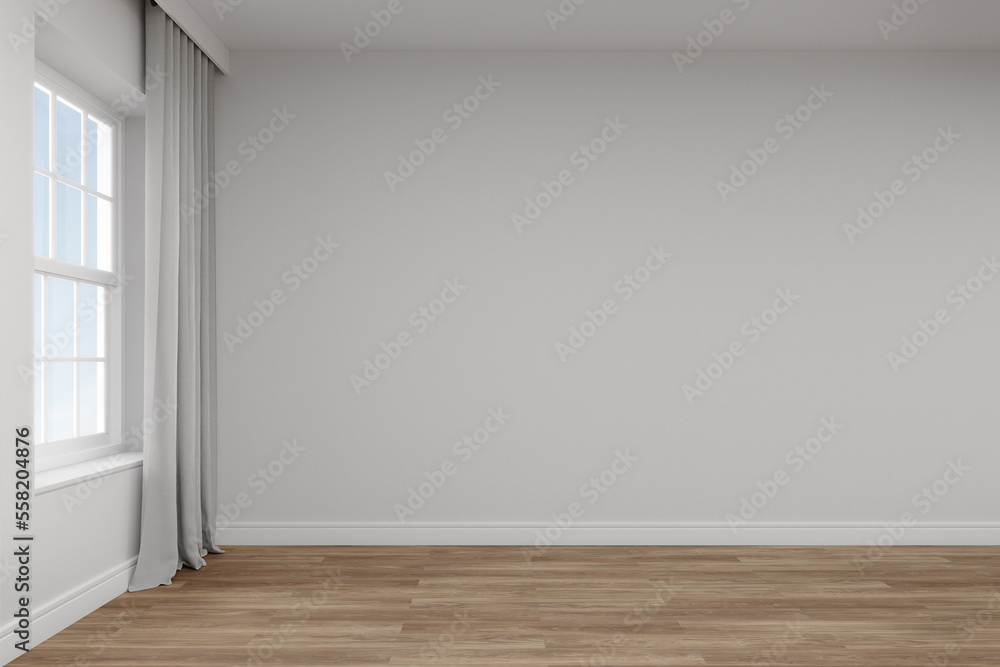 Empty white wall with window. 3d rendering of interior living room with sky background. Empty white wall with window. 3d rendering of interior living room with sky background.