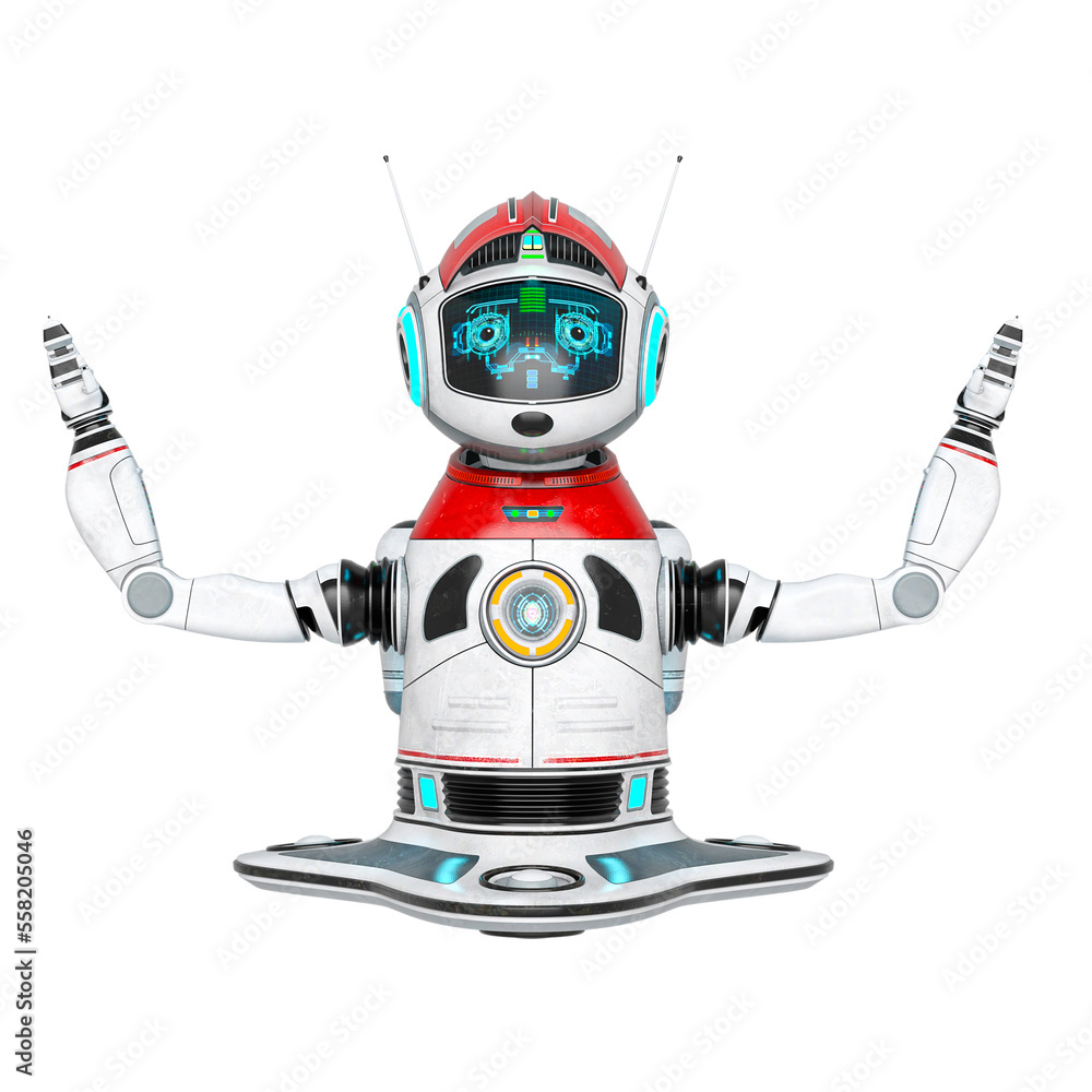 bot robot is with hands up and surrender him self bot robot is with hands up and surrender him self