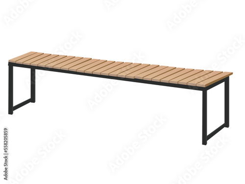 Wooden outdoor bench. vector illustration