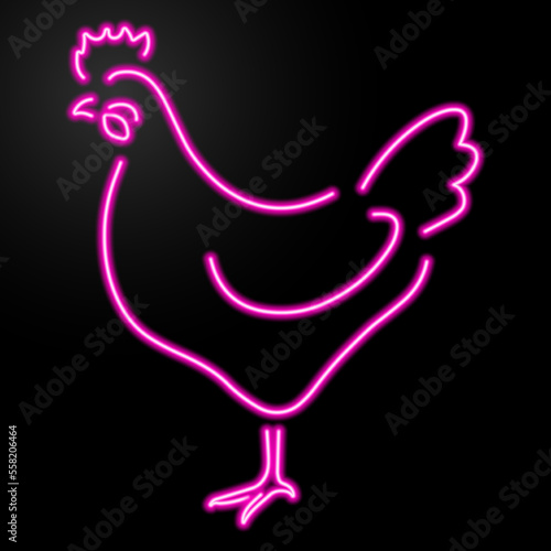 hen neon sign, modern glowing banner design, colorful modern design trends on black background. Vector illustration.