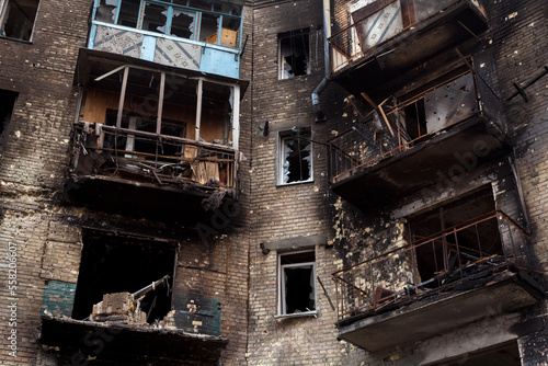 Buildings damaged by Russian bombardments.
