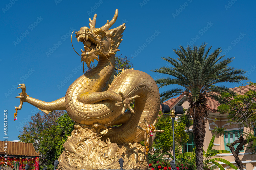 Hai Leng Ong Statue Golden Dragon Monument in Phuket Town