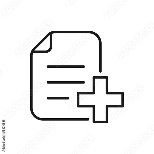 Add file, document, form icon line style isolated on white background. Vector illustration