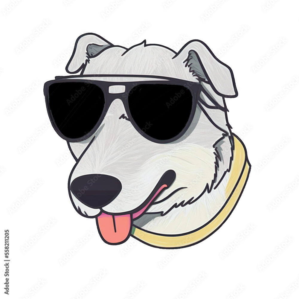 Cartoon Dog wearing sunglasses isolated on transparent background ...