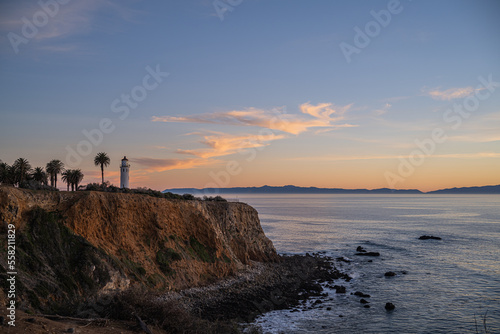Sunny vista view of the pacific ocean and Catalina from Palos Verdes, CA