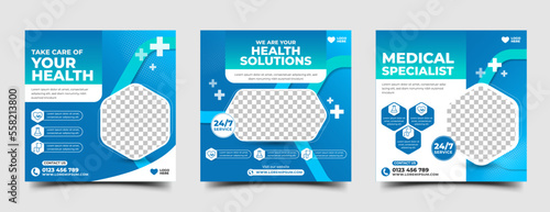Modern health care and medical social media post template design collection