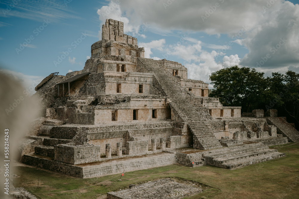 Etzná mayan ruin in Campeche, Yucatán Mexico. Popular tourist attraction/destination