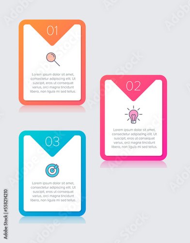 Vertical infographic design with icons and 3 options or steps. Thin line. Infographics business concept. Can be used for info graphics, flow charts, presentations, mobile web sites, printed materials.