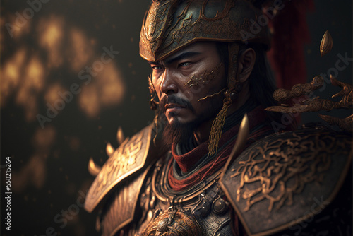 Fototapete samurai in armor, asian warrior, military, computer graphics
