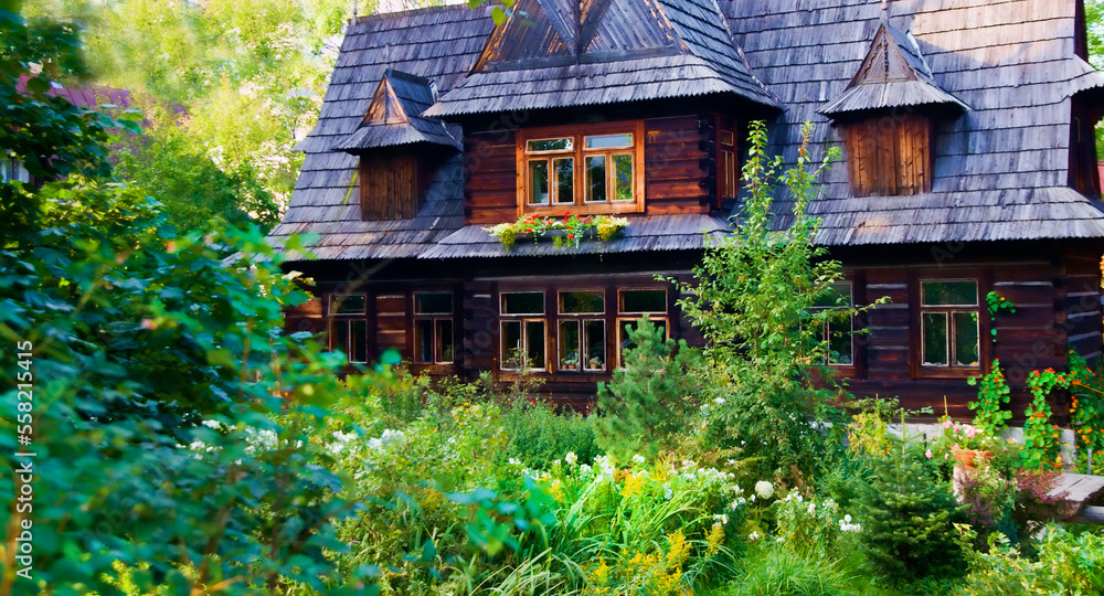 Highlander's huts and wooden architecture.