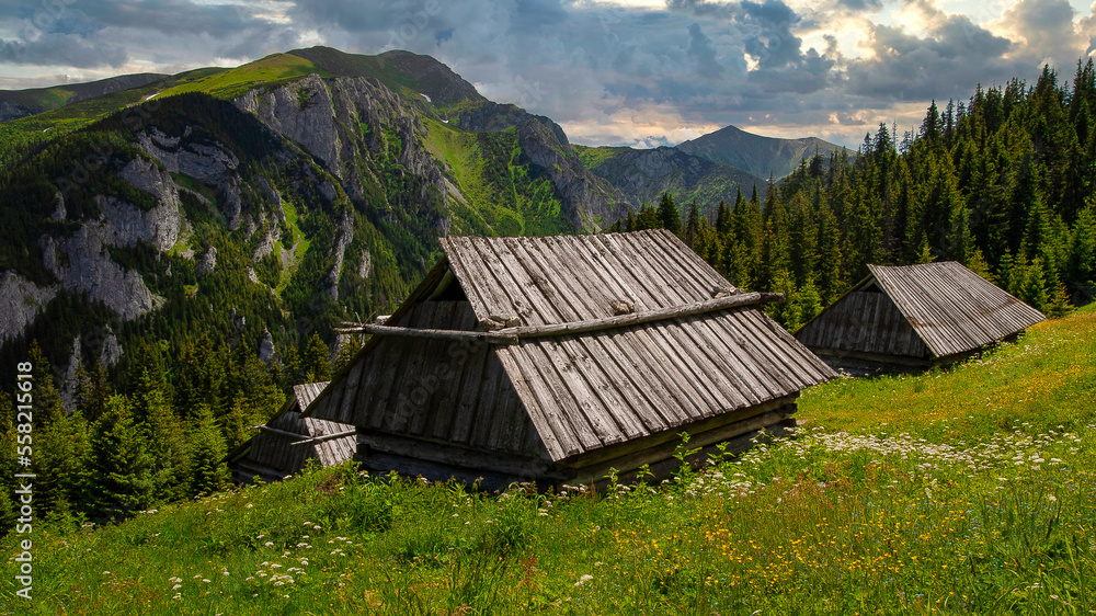 Highlander's huts and wooden architecture.