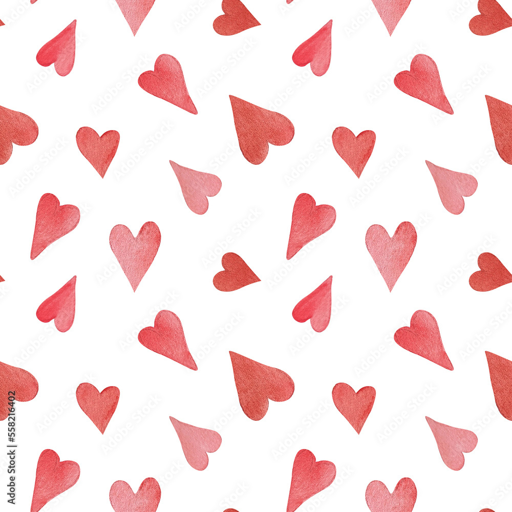 watercolor seamless pattern with red hearts watercolor seamless pattern with red hearts