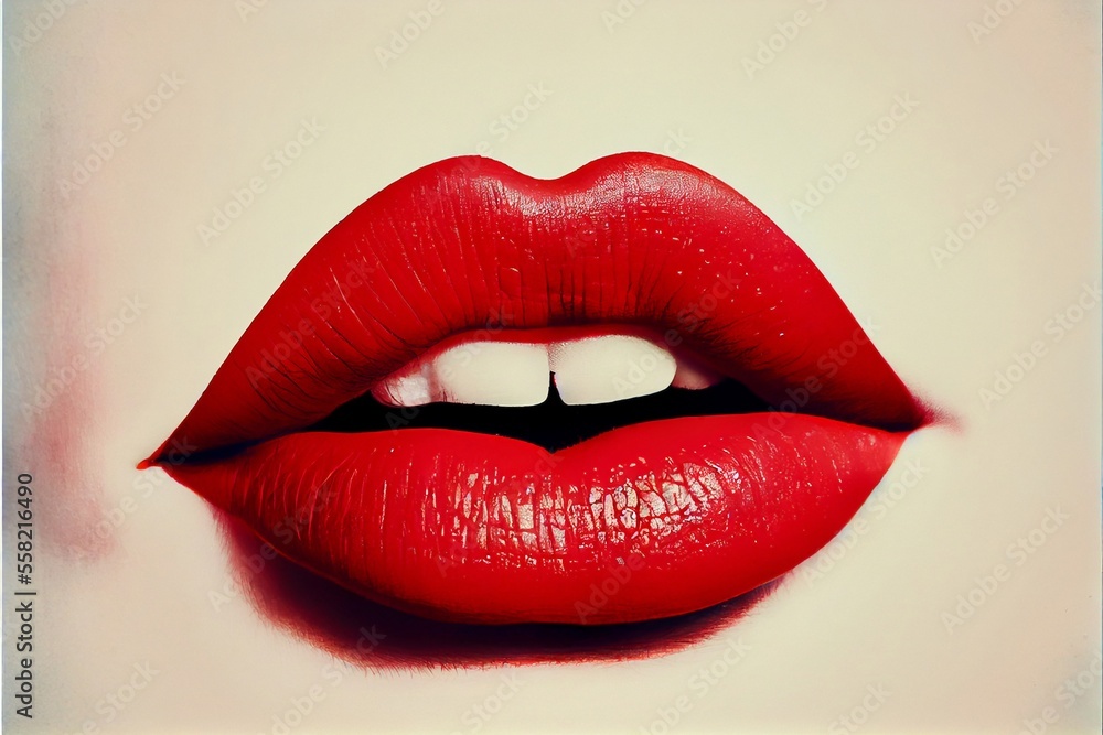 Obraz premium Generative AI abstract render of human lips