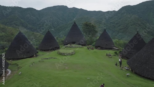 Aerial view Wae Rebo village, Flores, Indonesia. The Komodo island area.
