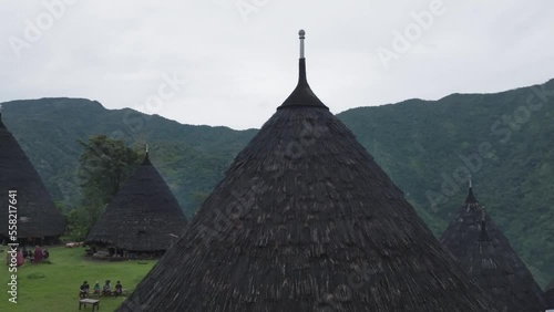 Aerial view Wae Rebo village, Flores, Indonesia. The Komodo island area.

