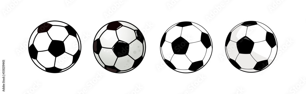 set of soccer balls isolated on white, foot ball set of soccer balls isolated on white, foot ball
