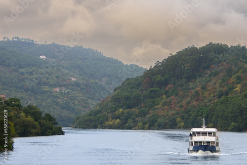 The Douro, river of Portugal, with its cruise ships and its stepped hills