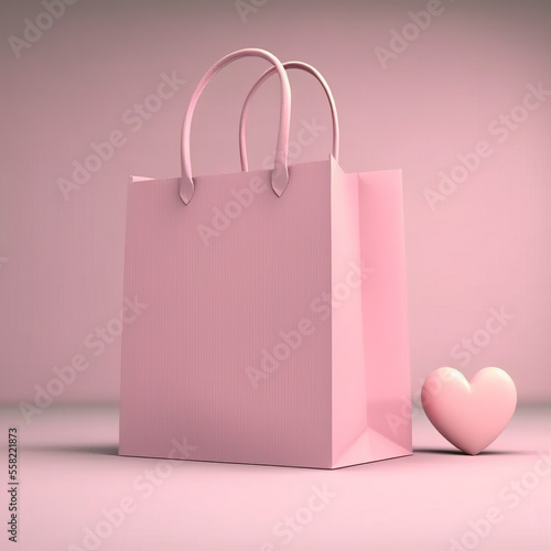 A shopping bag with small heart. Generative ai