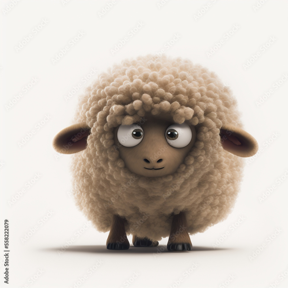 Sheep on a white background - Generated by Generative AI Sheep on a white background - Generated by Generative AI