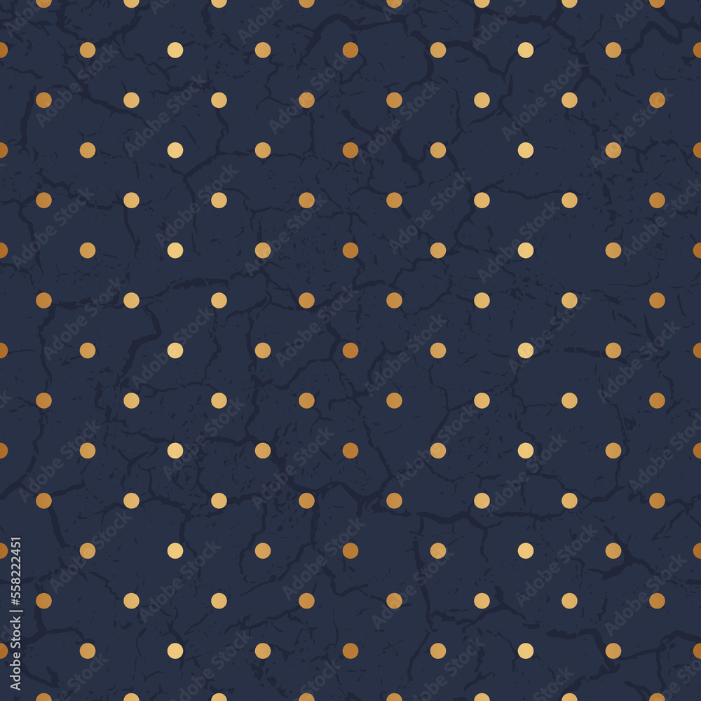 Gold dot seamless pattern. Repeating blue marble background. Little points texture. Repeated cyan motif for design prints. Repeat ornament. Delicate decoration. Elegant motifs. Vector illustration