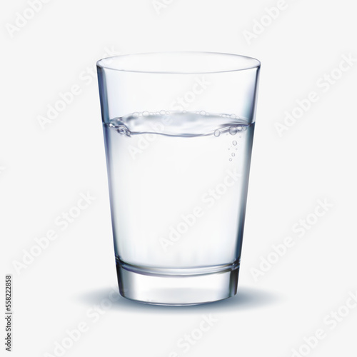 Realistic glasses water cup. 3d glasses water cup