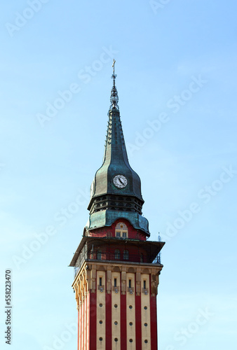 City hall tower with clock, Subotica Serbia