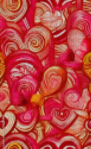 valentines heart background in yarn