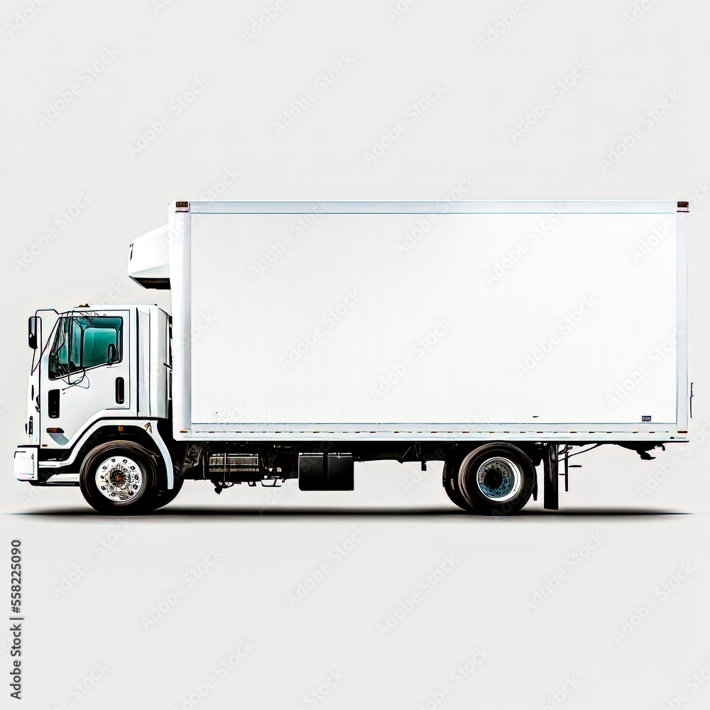 a white truck with a trailer - Generative AI