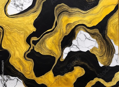 abstract background with gold and black paint splashes texture